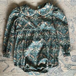 Libery Jardin William Morris Baby Girl Bubble Peter Pan Romper William Morris